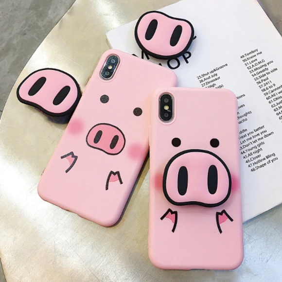 NEW iPhone Max/XR/X/XS/7/8/Plus Pig W/ Holder - Picture 2 of 6